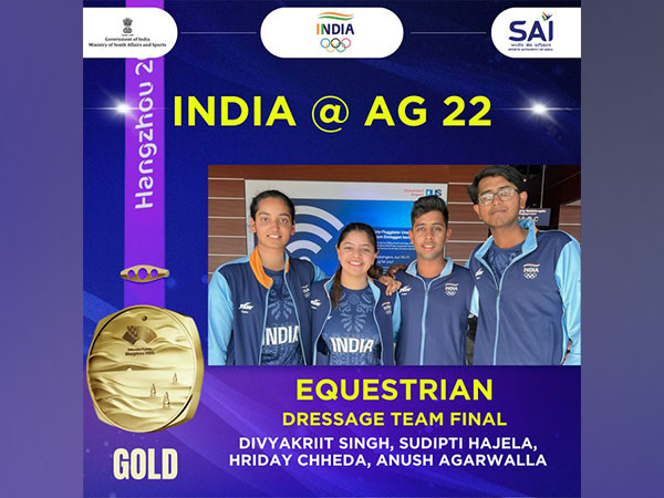 Indian team of Anush Agarwalla, Hriday Vipul, Divyakriti and Sudipti Hajela (Photo: SAI Media/ Twitter)