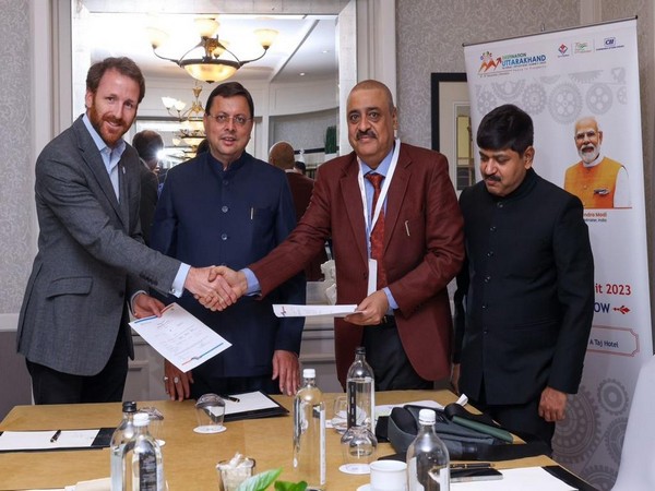 Uttarakhand CM Dhami meets industrialists in London (Photo/ANI)