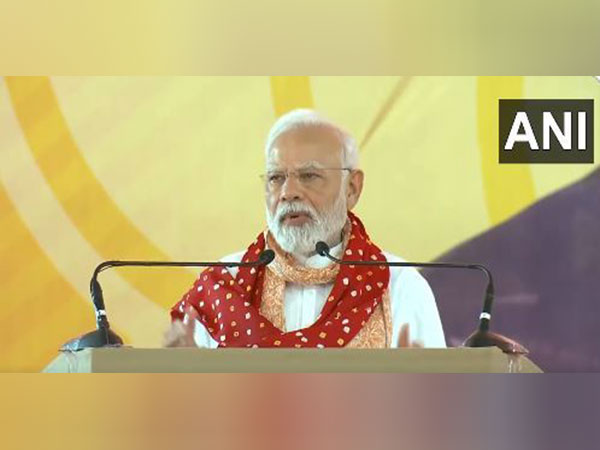 PM Narendra Modi addresses public rally in Vadodara. (Photo/ANI)