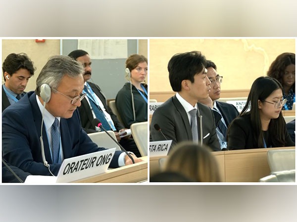 Uyghur Congress President Dolkan Isa (left) and Chinese diplomat (right) (Photo/ANI)