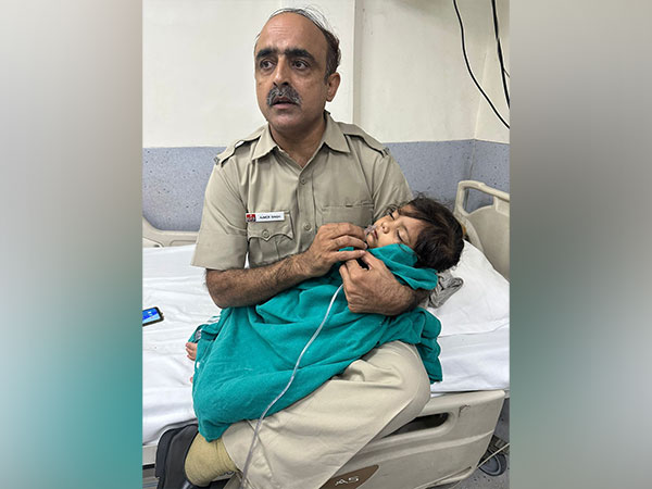 An injured undergoing treatment at a hospital in Delhi's Mukherjee Nagar after fire incident(Photo/ANI)