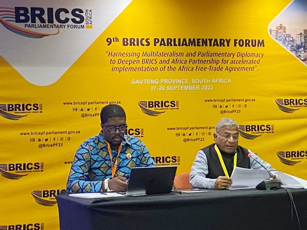 Rajya Sabha Dy Chairman Harivansh at BRICS parliamentary forum(Photo/ANI)