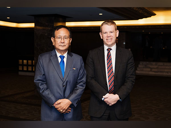 MoS Rajkumar Ranjan Singh along with New Zealand’s Prime Minister Chris Hipkins (Photo/X)