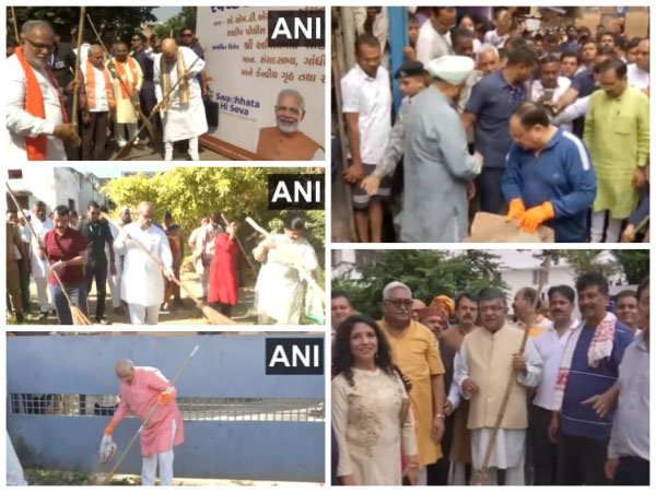 Leaders across country participate in PM Modi's cleanliness drive (Image/ANI)