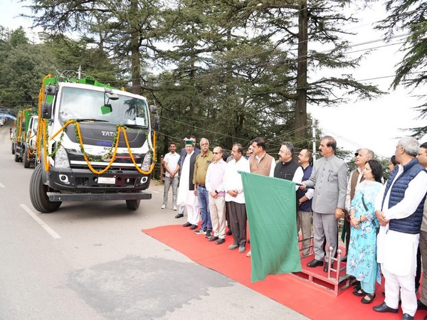 Himachal Pradesh Chief Minister Sukhvinder Singh Sukhu flagging off four Garbage Compactors (Photo/ANI)