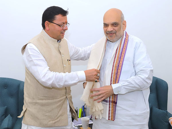 Uttarakhand CM Pushkar Singh Dhami and Home Minister Amit Shah (Photo/ANI)