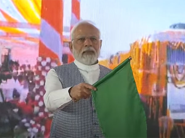 Prime Minister Narendra Modi flags off new train services in Jodhpur (Photo/ANI)