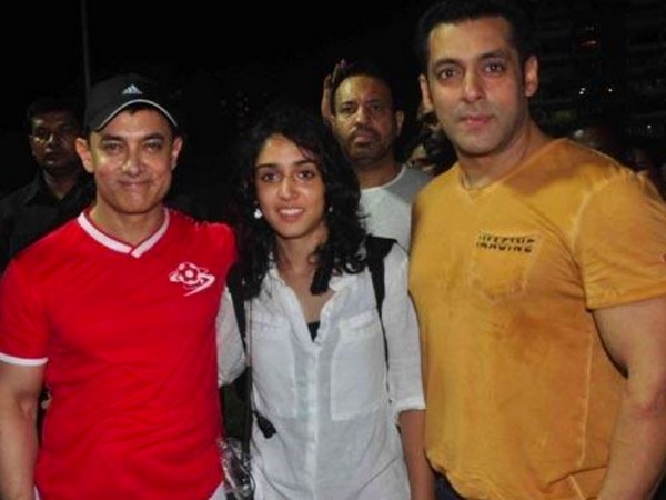 Salman Khan with Aamir Khan and his daughter Ira (Image source:X)