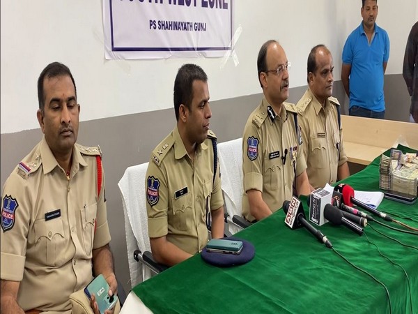 Hyderabad police officials during a press conference. (Photo/ANI)