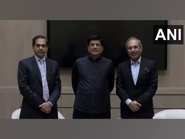 UAE-based Emaar Properties Group CEO Amit Jain meets Union Minister Piyush Goyal. (Photo: ANI)