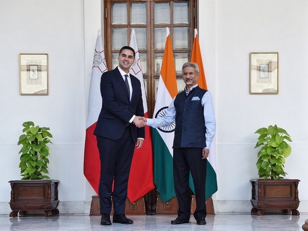 External Affairs Minister S Jaishankar with his Maltese counterpart, Ian Borg in New Delhi on Friday. (Photo Credit: x/@DrSJaishankar)