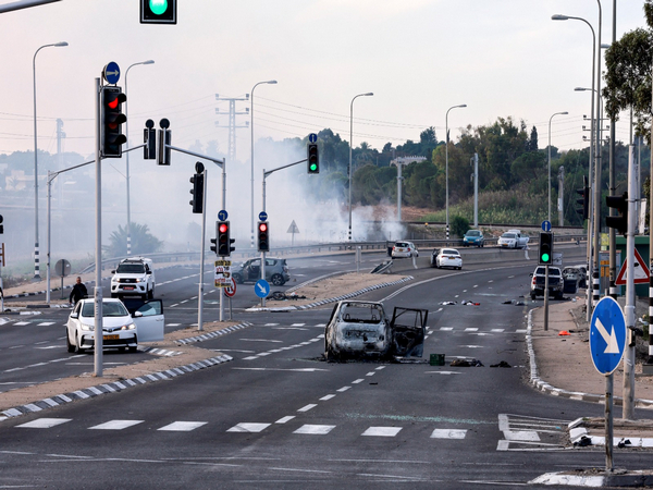 A view of a junction shows the aftermath of a mass-infiltration by Hamas gunmen in Sderot area of Israel (Image Credit: Reuters)
