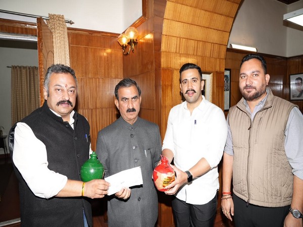 Students' donation presented to Himachal CM Sukhvinder Singh Sukhu. (Photo/ANI)