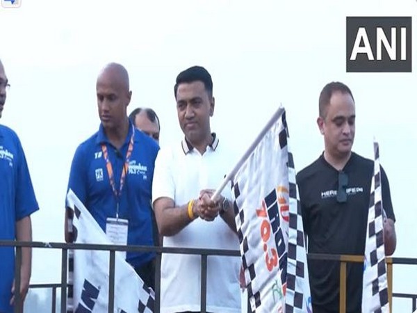 Goa CM Sawant  flags off IRONMAN 70.3 from Miramar Beach on Sunday (Photo/ANI)