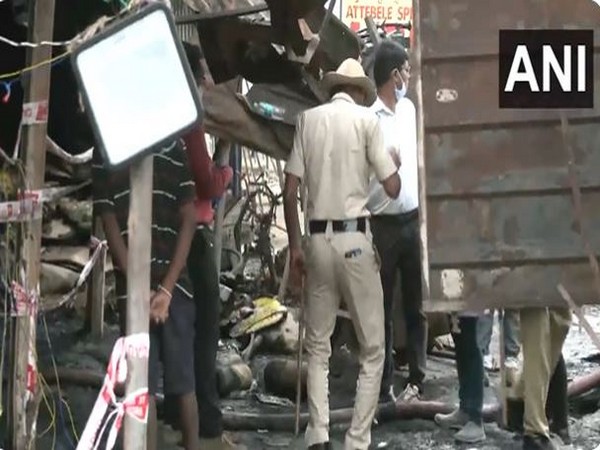 A firecracker store in Attibele of Anekal town after a fire accident that killed 14 people (Photo/ANI)