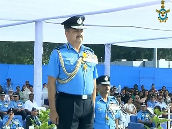 AF Chief Air Chief Marshal VR Chaudhari arrives in Prayagraj for Air Force Day celebrations (Photo/ANI)