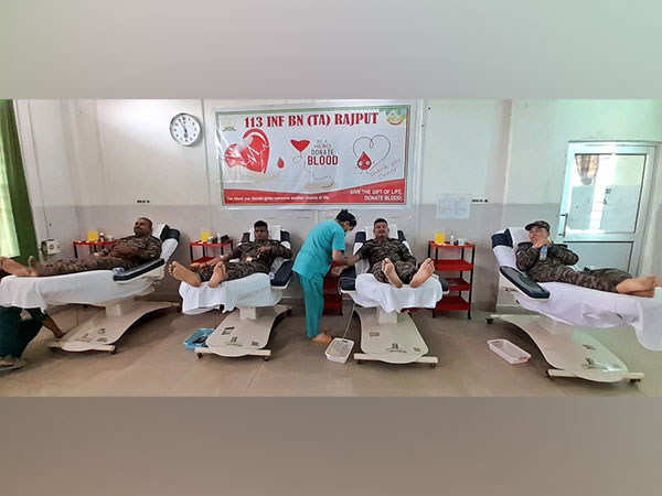 Blood donation camp held as part of the Public Outreach Programme.(Photo/ANI)