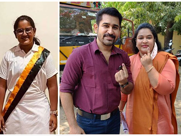 Meera and parents Vijay Antony and Fatima (Image source: Twitter)