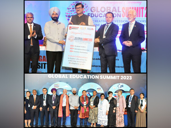 Satnam Singh Sandhu, Chancellor Chandigarh University, along with academic leaders during the inauguration of the 3rd Global International Education Summit at Chandigarh University