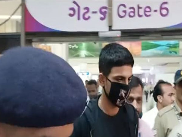 Shubman Gill at Ahmedabad airport. (Picture: ANI)