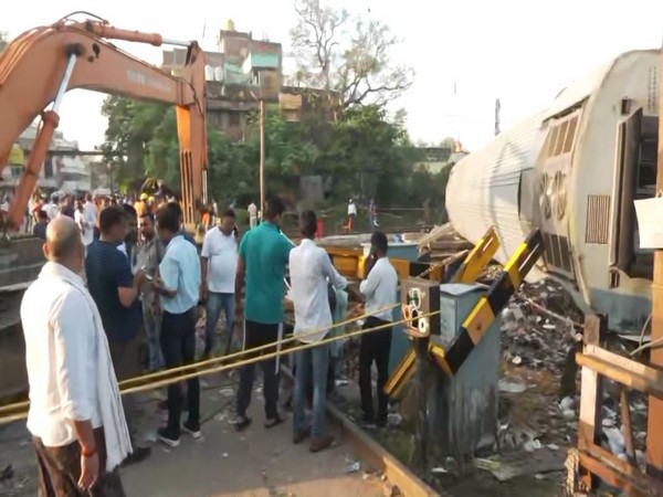 Restoration work near near Raghunathpur station in Buxar (Image/ANI)