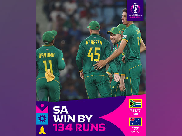 South African team celebrating a wicket. (Photo- ICC Twitter) 