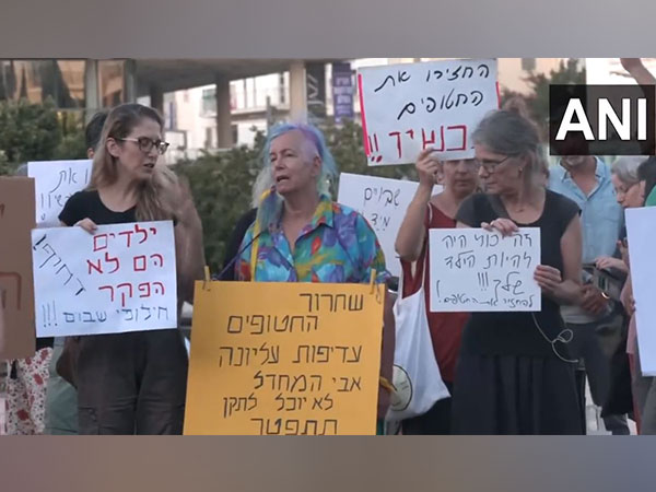 Locals hold demonstration in Israel's Tel Aviv amid war. (Photo: ANI)