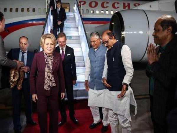 Russian Upper House Speaker Valentina Matvienko arrives in New Delhi (Photo/ANI)