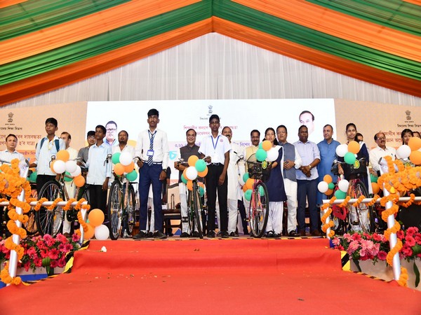 Assam CM launches ceremonial distribution of bicycles (Photo/ANI)