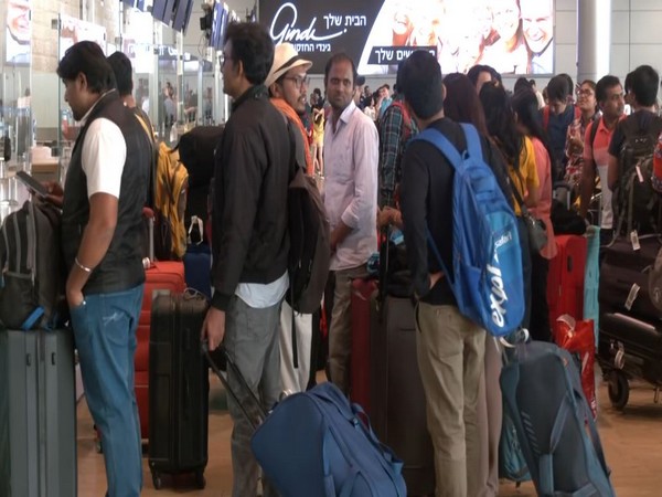 Indian passengers gathered at Tel Aviv airport in Israel (Photo/ANI)