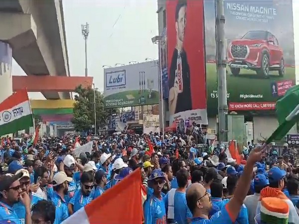 A sea of Blue outside the Narendra Modi stadium (Photo- ANI)