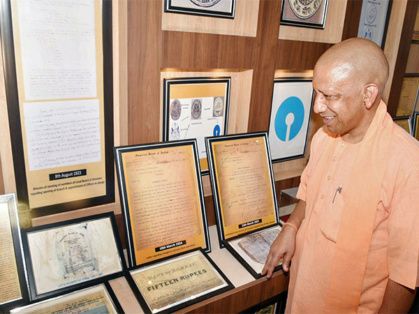 Yogi Adityanath at a program organized to commemorate the completion of 100 years of the main branch of State Bank of India (Photo/ANI)