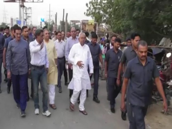 Bihar CM Nitish Kumar inspects Anisabad-Phulwari AIIMS elevated four-lane road project site (Photo/ANI)