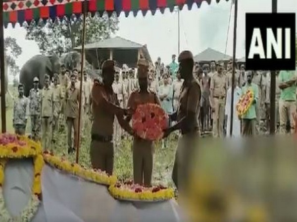 Floral tribute paid to Magna elephant for its service. (Photo/ANI)