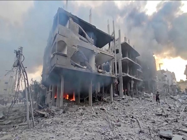A destroyed building at Gaza's Jabalia refugee camp, following Israeli strikes on the enclave on October 14,  (Photo Credits: Reuters)