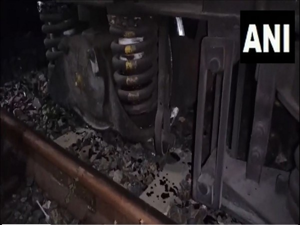 Four wheels of goods train coach derailed near Dumraon railway station. (Photo/ANI)