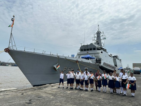 INS Sumedha makes port call at Lagos. (Photo: X//@indiannavy)