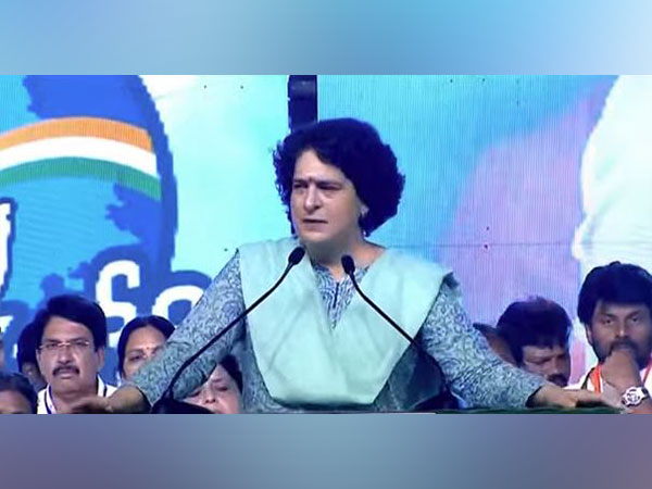 Congress General Secretary Priyanka Gandhi at Mulugu (Photo/ANI)