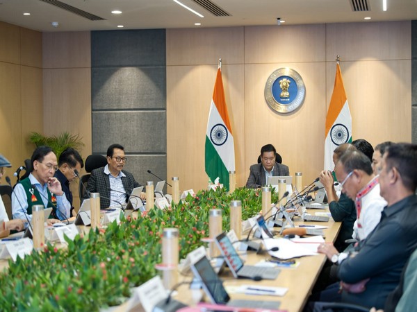 Arunachal CM Pema Khandu chairing cabinet meeting (Photo/ANI)