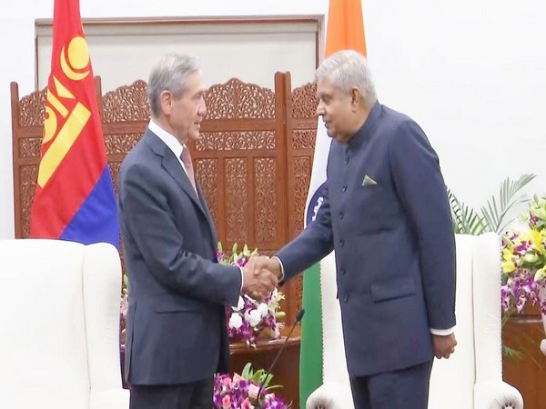 Vice President Jagdeep Dhankar and former Mongolian President Enkhbayar Nambar (Photo/ANI)