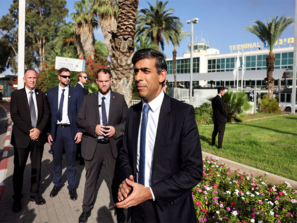 Rishi Sunak speaks to media after landing at Ben Gurion international airport in Lod, Near Tel Aviv, Israel (Photo/Reuters)