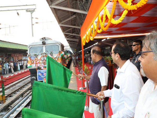 Assam CM Himanta Biswa Sarma during the flagging off ceremony (Photo/ANI)