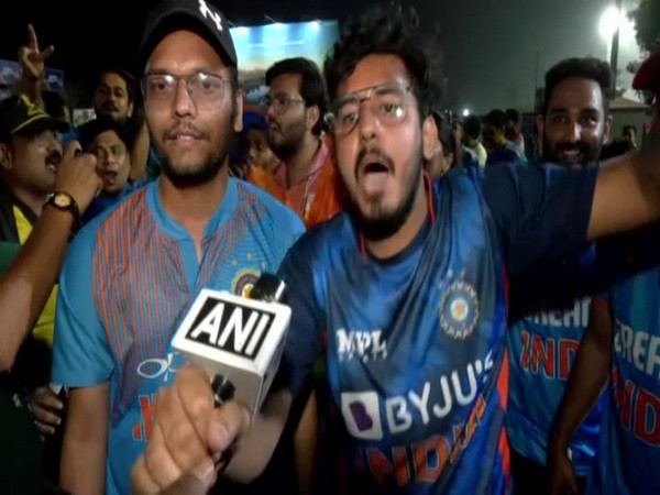 A fan celebrating India's win. (Photo- ANI)
