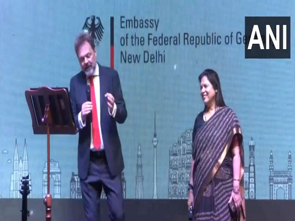 German Ambassador to India, Philipp Ackermann and MoS Meenakashi Lekhi. (Photo: ANI)