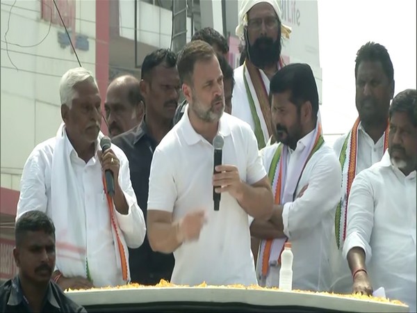 Rahul Gandhi at a rally in Telangana's Jagtial (Photo/ANI)
