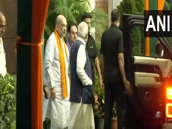 PM Modi, Home Minister Amit Shah and BJP President JP Nadda leave after CEC the meeting on Friday. (Photo/ANI)