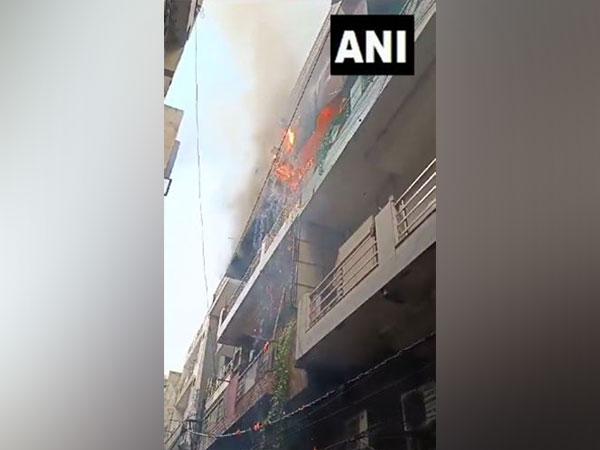 Fire breaks out in a residential building in North Delhi's Ghantaghar (Photo/ANI)