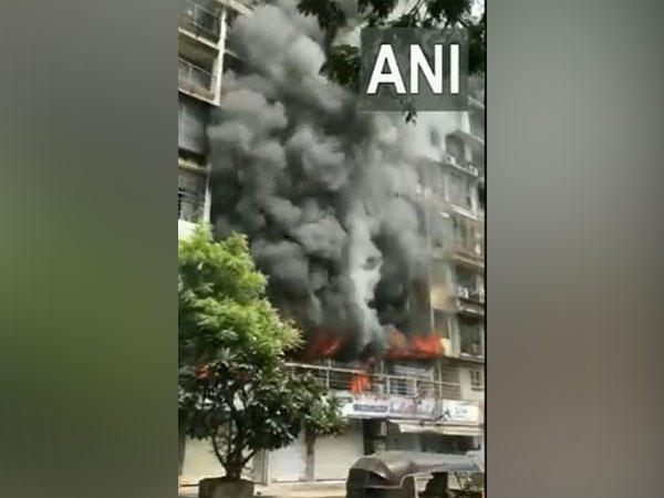 Visuals from the fire that broke out at a Mumbai building. Photo/ANI