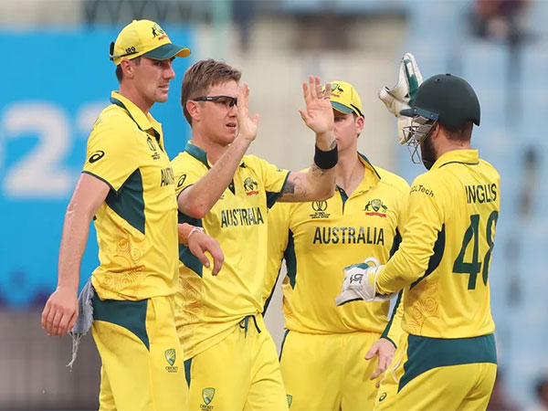 Adam Zampa (in glasses) celebrating a wicket. (Photo- ICC)