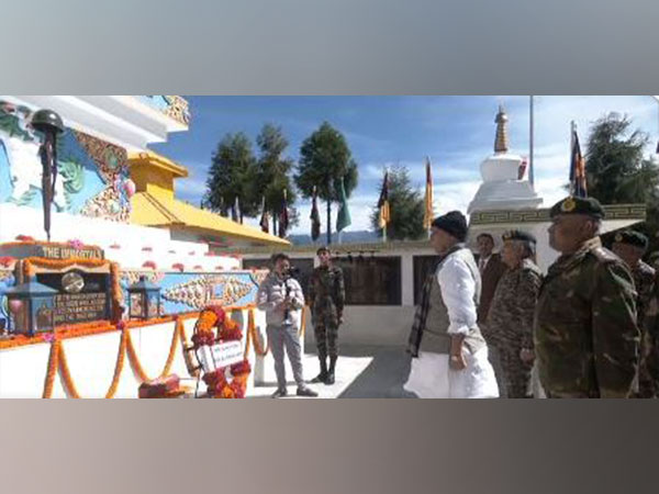 Defence Minister Rajnath Singh at Tawang War memorial (Photo/ANI)